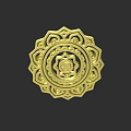 Exquisite Golden Circular Jewelry Pendant With Intricate Ornate Pattern Design