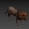 Realistic 3D Lion Model With Detailed Mane Standing On Dark Background