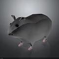 3D Model Character Of Gray Hamster With Pink Ears And Paws