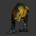 Realistic Tyrannosaurus Rex Dinosaur With Yellow Green Stripes And Red Eyes