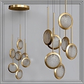 Modern ring metal glass chandelier 3d model