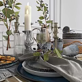 Modern Tableware Blueberry Candlestick Tableware 3d model
