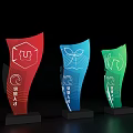 Three Colored Sculpture Carving Featuring Intricate Carved Patterns Modern Design And Trophy Style