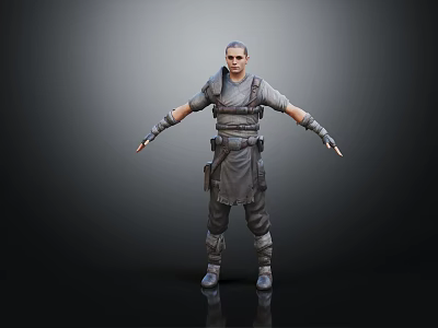 Man in Tactical Gear Standing with Arms Outstretched 3D Render 3d model