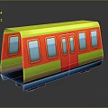 Colorful Train Carriage With Yellow Red Green Sections Blue Base And Windows