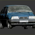 Old Blue Sedan With Worn Out Exterior And Classic Vintage Design Features