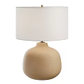 Modern Table Lamp With White Lampshade And Light Brown Textured Ceramic Base 3d model
