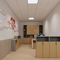 Modern Office Interior With Wooden Cabinets Bookshelves Computer Desk Wall Decoration And Wooden Flooring