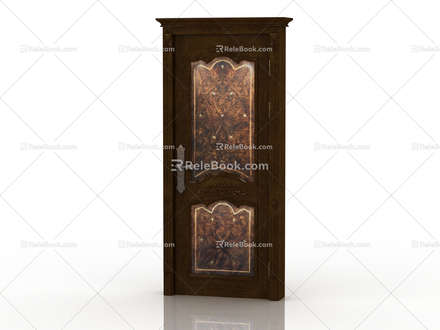 European-style interior door solid wood door 3d model