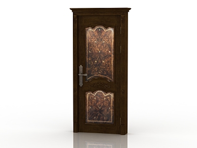 European-style interior door solid wood door 3d model