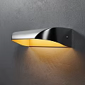 Modern Silver Metal Wall Lamp With Yellow Shade Mounted On Gray Wall