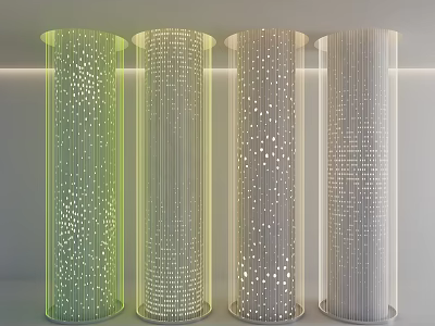 Modern Cylindrical Columns With Perforated Patterns And Lighting Effects For Interior 3d model