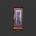 Colorful Hexagonal Cabinet With Painted Floral Art And Ornate Carved Legs