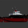 Detailed Red Tugboat Scale Model With White Superstructure And Deck Equipment 3d model