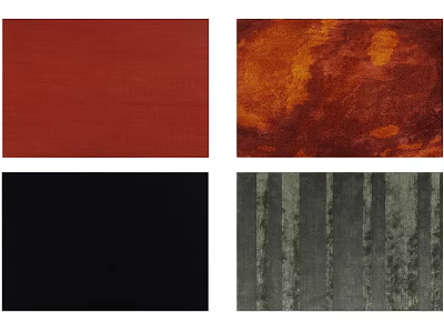 Square Rugs with Red Orange Black Grey Colors and Smooth Mottled Striped Textures 3d model