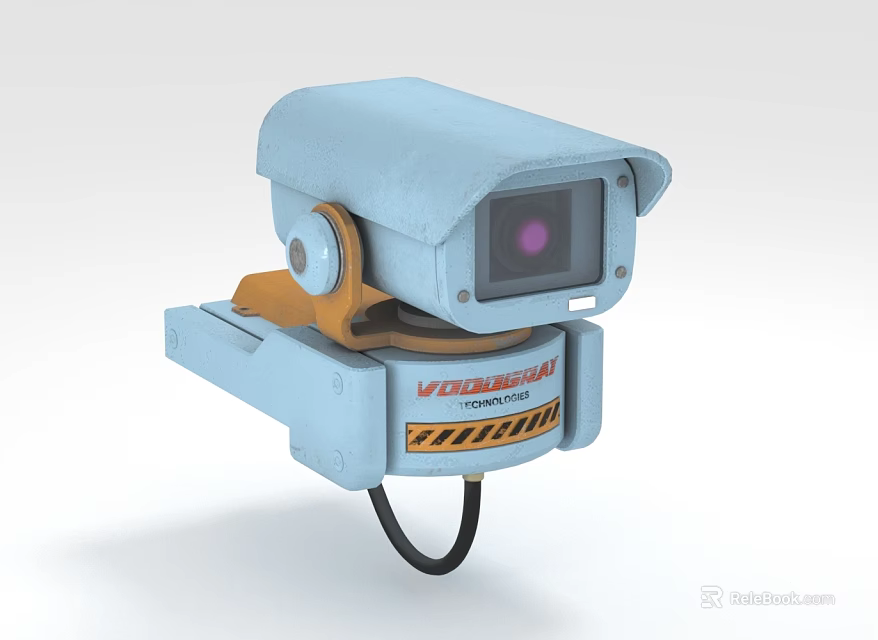Blue Voltron Projection Surveillance Camera With Yellow Base Purple Lens Black Cable 3d model 