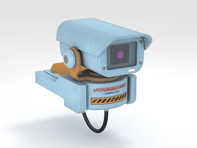Blue Voltron Projection Surveillance Camera With Yellow Base Purple Lens Black Cable 3d model