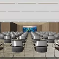 Spacious Modern Conference Room Interior With Neatly Arranged Seats And Large Projection Screen