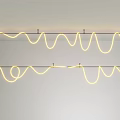 Contemporary LED Chandelier With Curved Wave Linear Design For Modern Ceiling Lighting