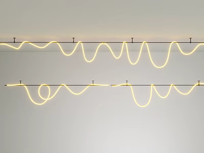 Contemporary LED Chandelier With Curved Wave Linear Design For Modern Ceiling Lighting 3d model