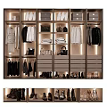 Modern Closet Interior With Hanging Clothes Folded Garments Shoes Bags And Drawers