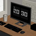Modern Desktop Computer Setup With 3D Monitor Keyboard Mouse And Speaker 3d model