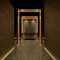 Public Restroom Modern Interior Design With Framed Mirror Washbasin And Terrazzo Floor