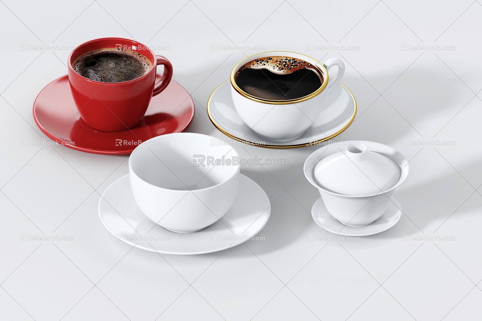 Tea Cup Coffee Cup Water Cup Tea Set 3d model