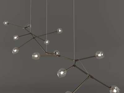 Modern Branch Design Chandelier With Metal Arms And Glass Globe Bulbs 3d model