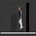 Artmark Presentation Podium With Person Standing Behind Dark Backdrop And Wooden Floor