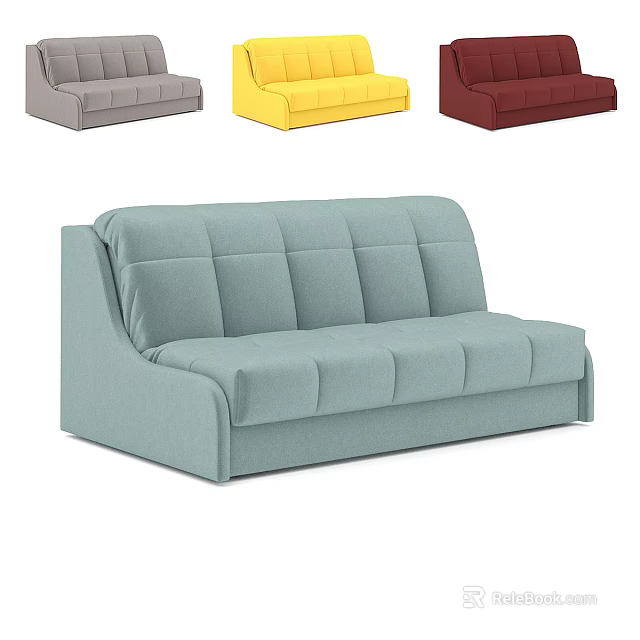 Modern Two Seater Sofa with Light Blue Color and Multiple Color Options 3d model