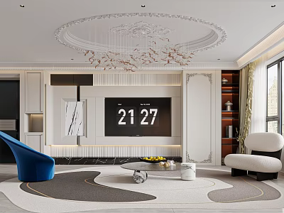 French Guest Restaurant TV Wall Background Wall Sofa Guest Restaurant TV Wall Background Wall Sofa 3d model