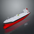 White And Red Tanker Ship Model With Deck Structure And Green Area 3d model