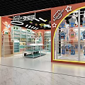 Specialty Store Interior With Colorful Ceiling Decorative Lights Shelves And Displayed Products