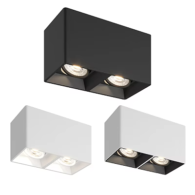 Modern Black and White Recessed Spotlights with Double Bulb Ceiling Lighting Design 3d model