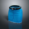 Fashionable Blue Denim Mini Skirt With Black Belt And Silver Buckle