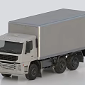 Silver Box Truck With Front Cab Large Cargo Container And Black Wheels Design 3d model
