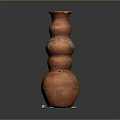 Hand Carved Orange Ceramic Vase With Multi Layer Design Geometric Patterns And White Base 3d model