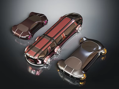 Three Futuristic Concept Cars With Sleek Shapes Different Colors And Shiny Surfaces 3d model