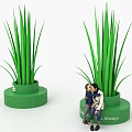 Green Plants in Cylindrical Pots with Paw Print Delight Your Text and Man Holding Child