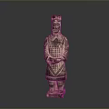 Ancient Chinese Terracotta Warrior Sculpture With Intricate Armor And Headdress Design