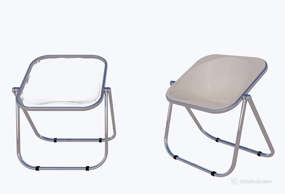 Modern Leisure Chairs With Metal Frame Transparent And Light Colored Seats Backrests 3d model 
