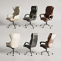 Beige Black Brown Leather Office Chairs With High Back Armrests And Swivel Base Wheels