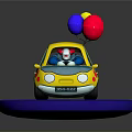 Colorful Toy Car With Yellow Polka Dots Red Blue Balloons Cartoon Character And Blue Base