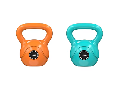 JLL Durable Sports Equipment Orange And Teal Kettlebells For Fitness Training 3d model