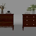 Classic Brown Wooden Bedside Tables With Vases Books And Decorative Items
