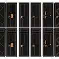 Modern Black Hinged Doors With Geometric Patterns And Metal Accents 3d model
