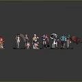 Game and Movie Characters as Cartoon Style Figurines With Various Outfits and Accessories