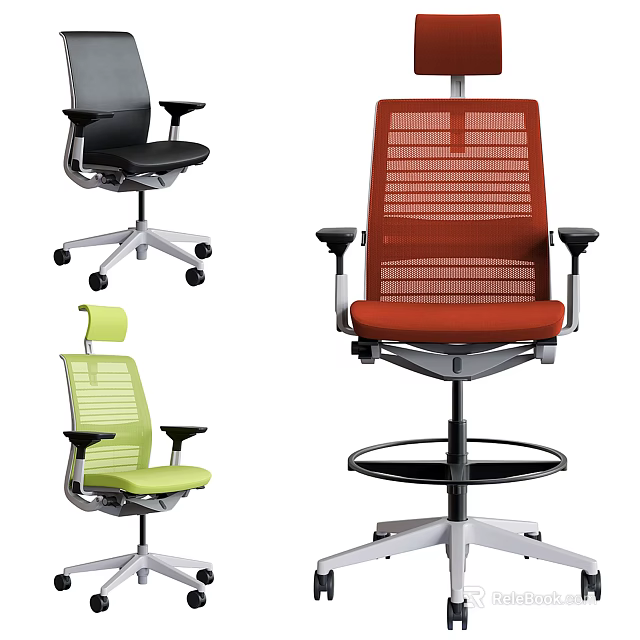 Modern Multicolor Ergonomic Office Chairs with Mesh Back Design And Adjustable Features 3d model