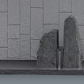 Stone Wood Decorative Stones With Water Flow Against Stone Wall Background